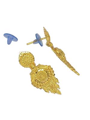 Gold plated round shape long haaram necklace set 5