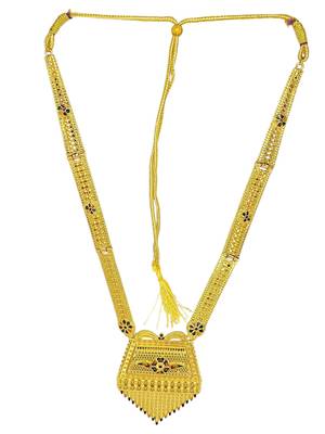 Gold plated meenakari long haaram necklace set 3