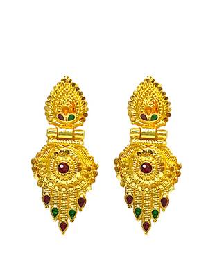 Gold plated meenakari long haaram necklace set 4