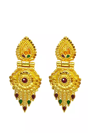 Gold plated meenakari long haaram necklace set