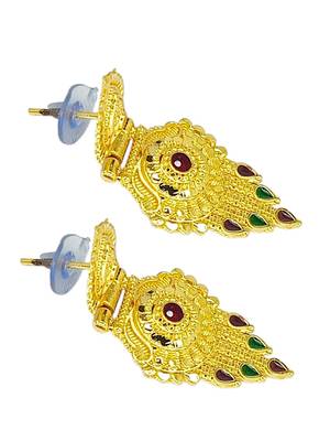 Gold plated meenakari long haaram necklace set 5