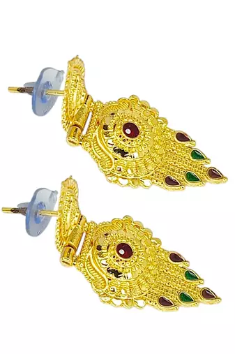Gold plated meenakari long haaram necklace set