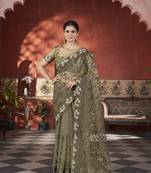 sequence & pite work with thread embroidery work and cutwork border