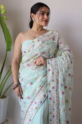 Beautiful malltycolour aariembroidery work with stone work.