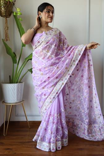 multicolor zaari embroidery work with stone work.