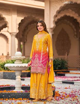 Yellwo SILK EMBROIDERY PARTY WEAR SALWAR SUITS  2
