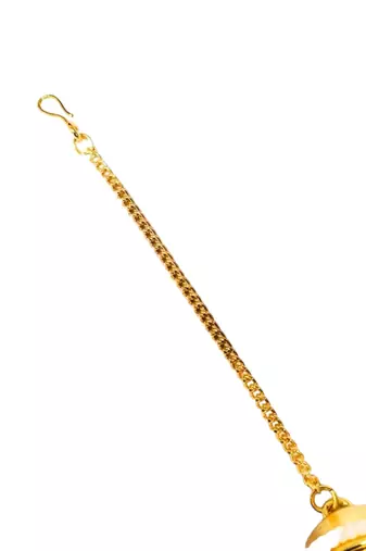 Gold plated kundan ruby beads borla maang tikka