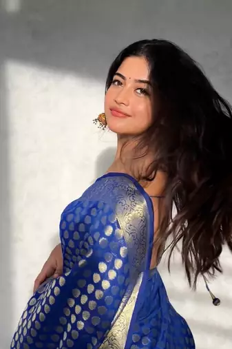 Blue banarasi silk saree for women