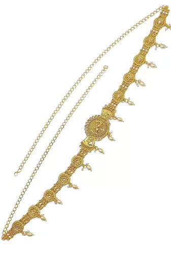 Gold-plated artificial beads waist chain kamarbandh