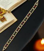 Gold -plated kundan & beads studded matha patti