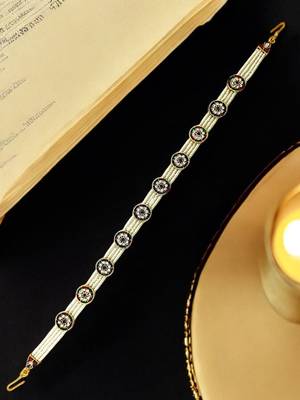 Gold-plated round shape cz stone & beaded studded matha patti 1