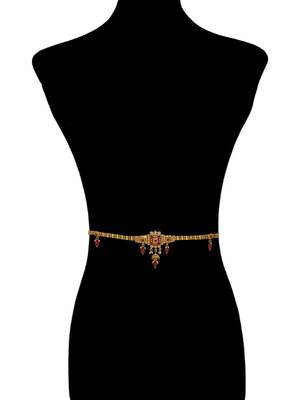 Gold-plated red meenakari waist chain kamarbandh 5