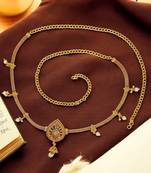 Gold-plated kundan beads teardrop waist chain kamarbandh