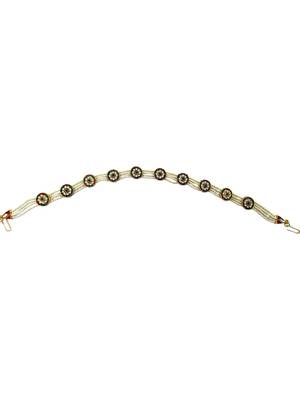 Gold-plated round shape cz stone & beaded studded matha patti 3