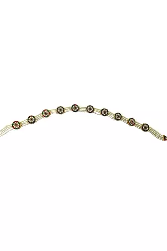 Gold-plated round shape cz stone & beaded studded matha patti