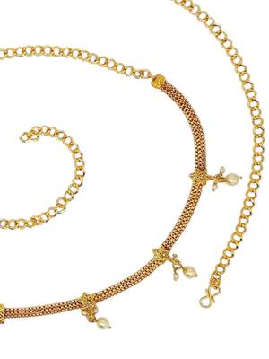 Gold-plated kundan beads teardrop waist chain kamarbandh 4