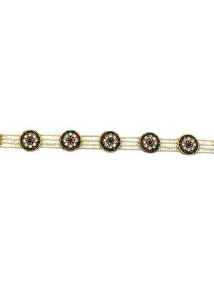 Gold-plated round shape cz stone & beaded studded matha patti 5