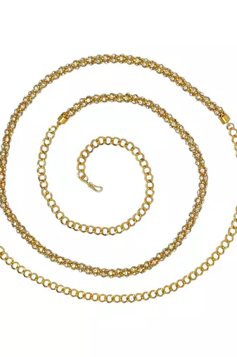 Gold-plated cubic zircon studded waist chain kamarbandh