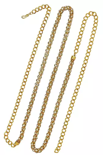 Gold-plated cubic zircon studded waist chain kamarbandh