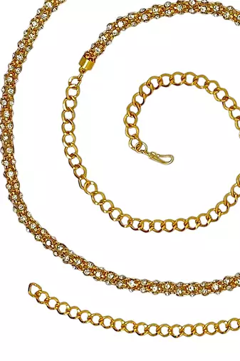 Gold-plated cubic zircon studded waist chain kamarbandh