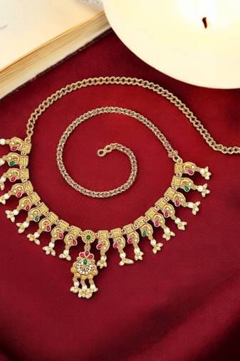 Gold-plated peacock design waist chain kamarbandh