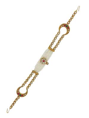 Gold-plated traditional 2 layer kundan-studded matha patti 2