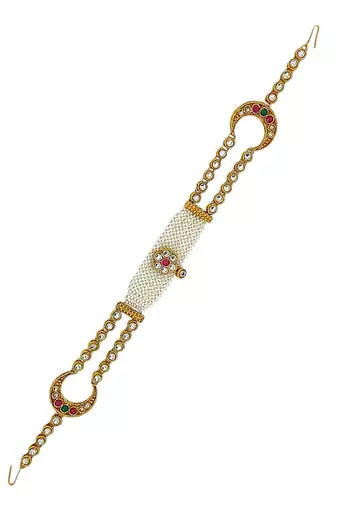 Gold-plated traditional 2 layer kundan-studded matha patti