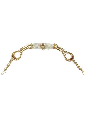 Gold-plated traditional 2 layer kundan-studded matha patti 3