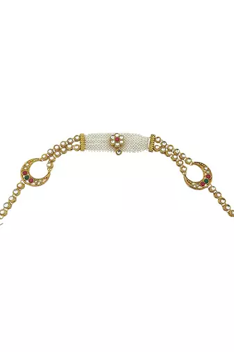 Gold-plated traditional 2 layer kundan-studded matha patti