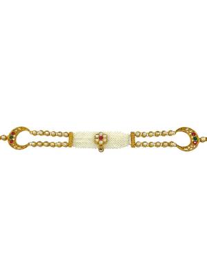 Gold-plated traditional 2 layer kundan-studded matha patti 4