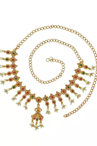 Gold-plated temple design waist chain kamarbandh