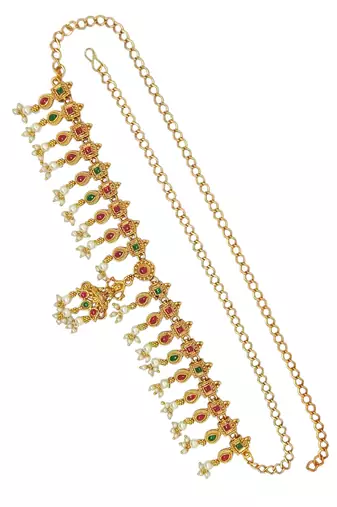 Gold-plated temple design waist chain kamarbandh