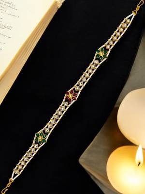 Gold-plated kundan-studded & beaded matha patti 1