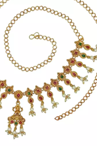 Gold-plated temple design waist chain kamarbandh