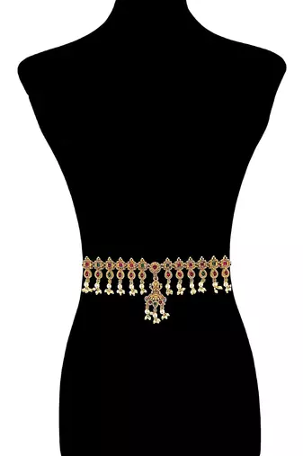 Gold-plated temple design waist chain kamarbandh