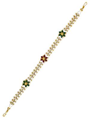 Gold-plated kundan-studded & beaded matha patti 2