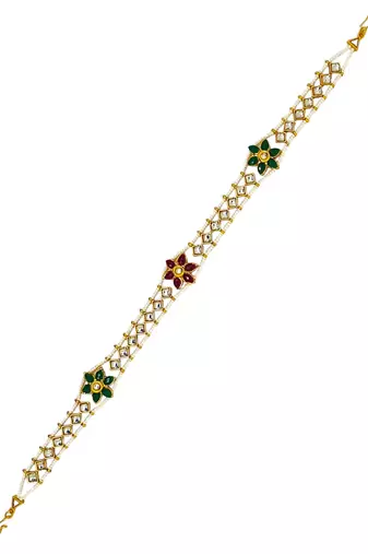 Gold-plated kundan-studded & beaded matha patti