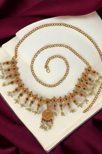 Gold-plated temple design waist chain kamarbandh