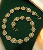 Gold-plated teardrop shape kundan studded matha patti