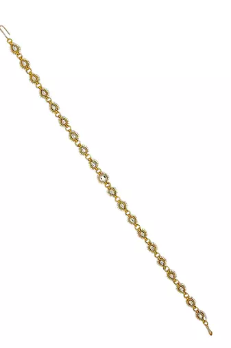 Gold-plated teardrop shape kundan studded matha patti