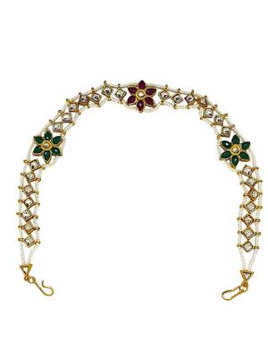 Gold-plated kundan-studded & beaded matha patti 3