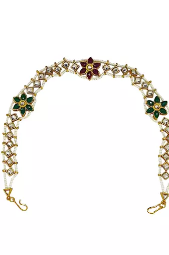 Gold-plated kundan-studded & beaded matha patti