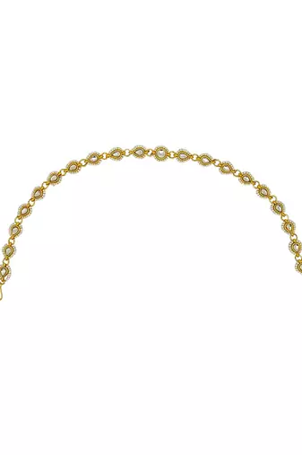 Gold-plated teardrop shape kundan studded matha patti