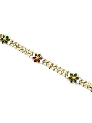 Gold-plated kundan-studded & beaded matha patti 4