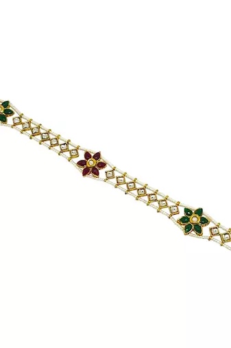 Gold-plated kundan-studded & beaded matha patti