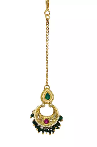 Gold-plated chandbali maang tikka