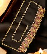 Gold-plated red stone temple design waist chain