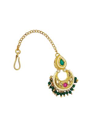 Gold-plated chandbali maang tikka 3