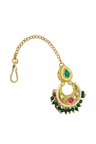 Gold-plated chandbali maang tikka