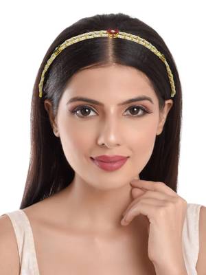 Gold-plated kundan matha patti 5